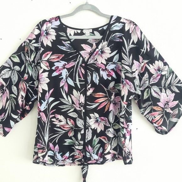 2/$35 Spense Kimono Style V-Neck Blouse Tropical Print Size M (Fits 12-1… - Picture 1 of 12